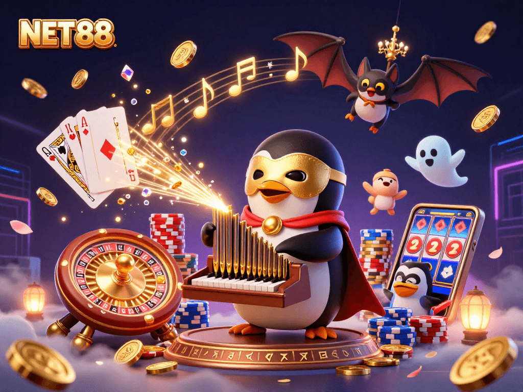 Join NET88 in the action as the penguin plays for lucky jackpots amidst golden treasures!