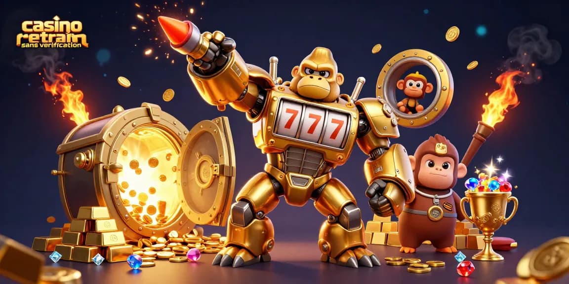Jouez au casino retrait sans vérification avec des machines à sous dorées animées et des trésors éblouissants.