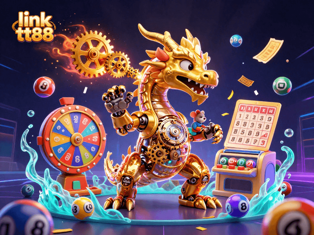 Engage with link tt88 as a golden dragon and mouse engineer navigate a vibrant lottery world.