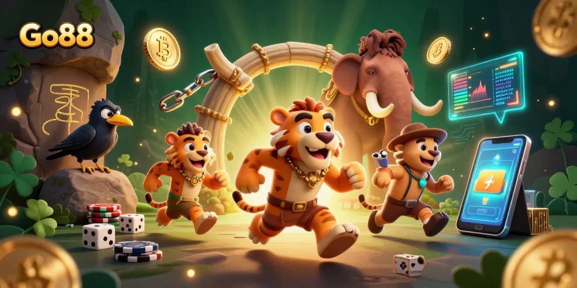 Engage in thrilling gameplay at Go88's vibrant casino with exciting 3D characters.