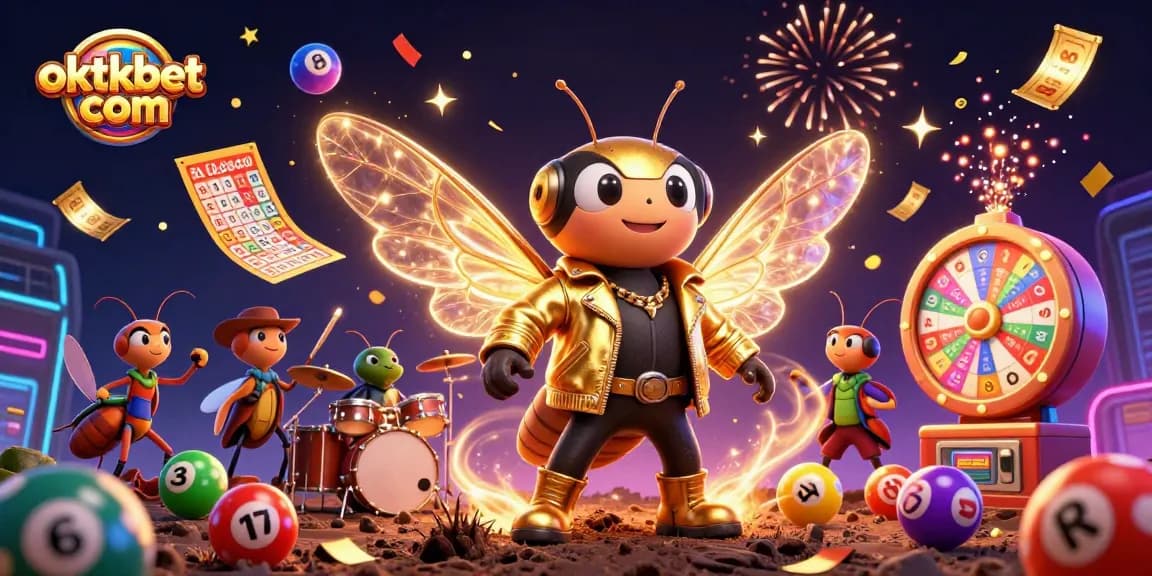 Engage with exciting games at oktkbet com, showcasing a vibrant 3D casino-themed illustration.