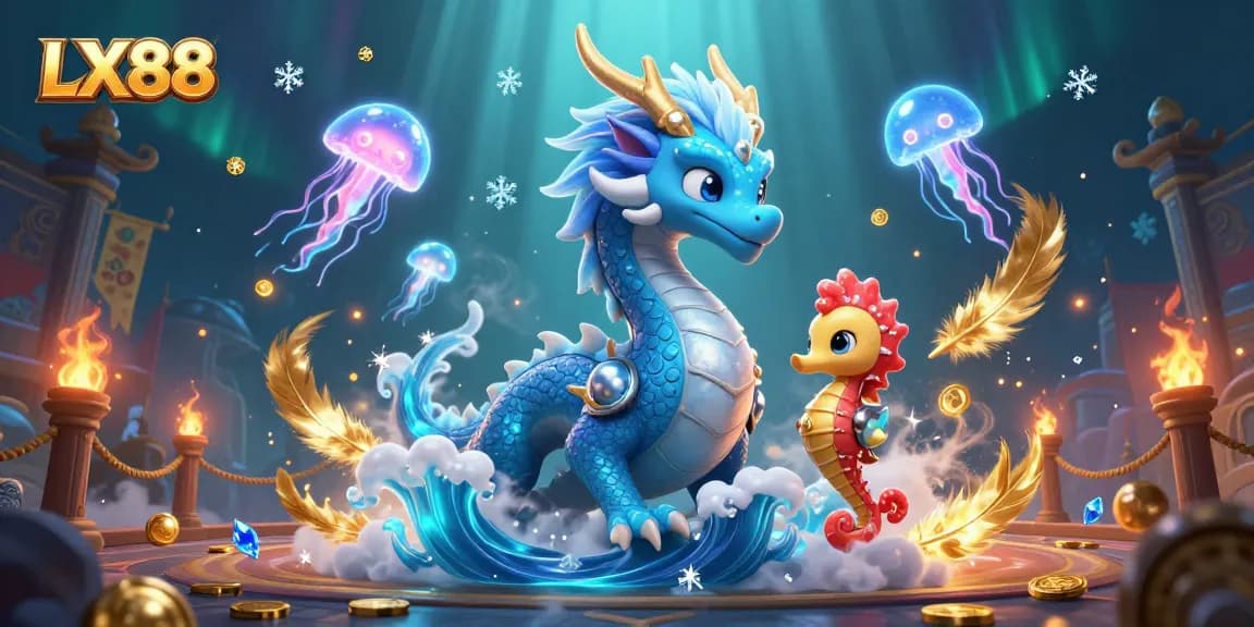 Engage with the thrilling world of LX88, featuring a dragon and knight amid swirling casino elements.