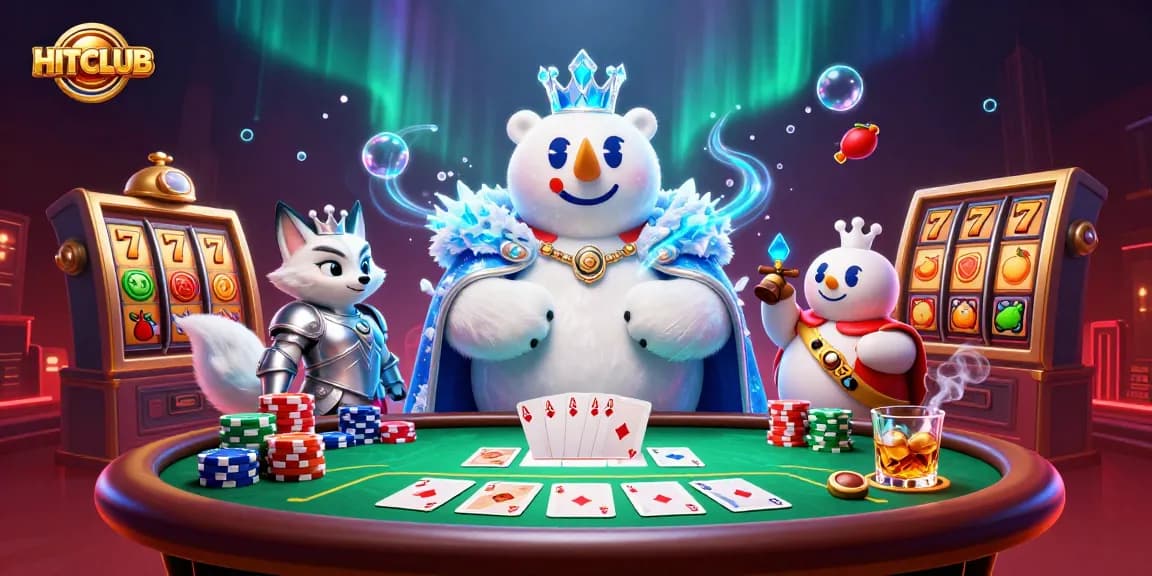 Win big at HITCLUB with vibrant slot reels, poker action, and a festive atmosphere