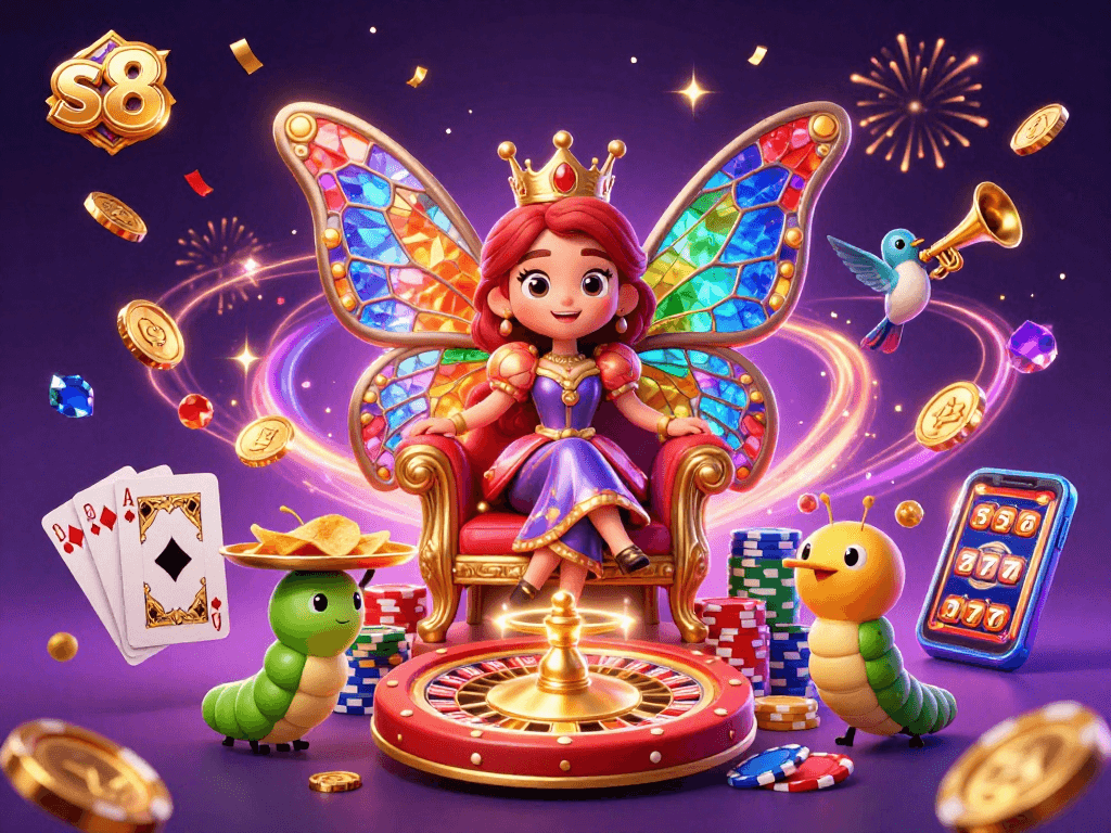 Experience exciting S8 gaming with vibrant characters and a jackpot atmosphere.