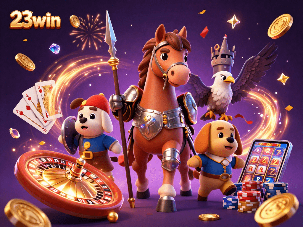 Join the fun with 23win - a vibrant, action-packed casino scene with games and excitement.