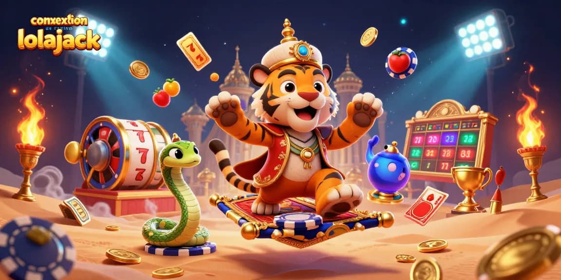 Engage with the thrilling connection to lolajack casino through this vibrant online gaming scene featuring a tiger sultan.