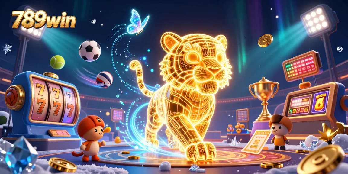 Engage with 789win's dynamic casino environment featuring neon elements, slot machines, and excitement.