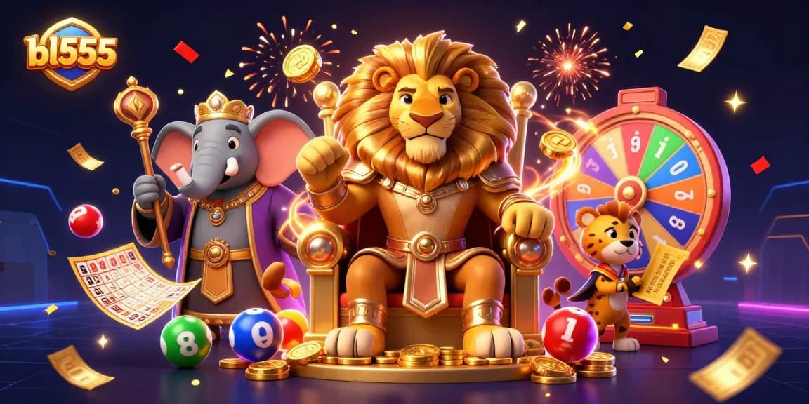 Experience thrilling online gaming with bl555 as a lion king oversees grand prizes and excitement.