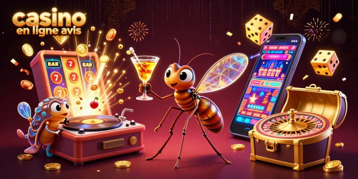 Célébrez l'excitation des jeux avec les casinos en ligne, une illustration dynamique de casino en 3D.