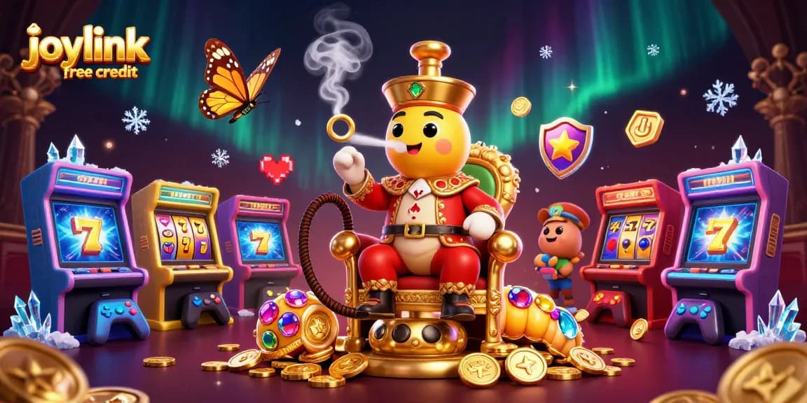 Spin to win with joylink free credit and vibrant casino elements in this captivating illustration.
