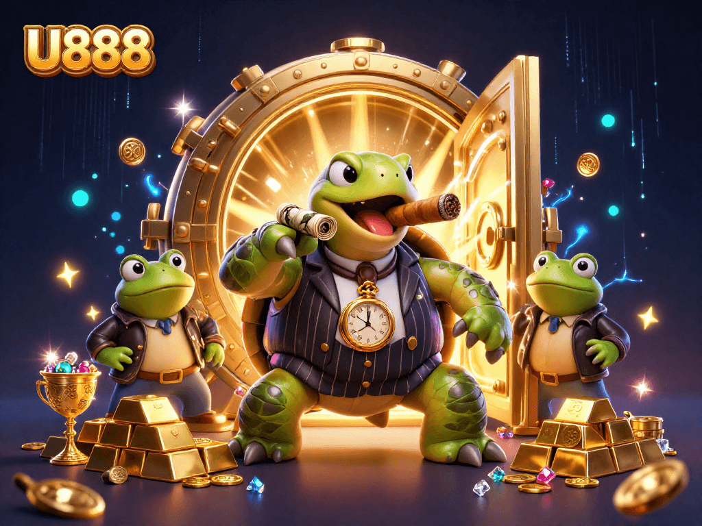 Experience the thrilling game atmosphere at U888 with vibrant characters and magical casino elements.