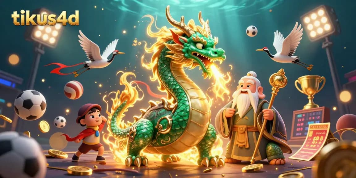 Experience the excitement of tikus4d with dynamic sports elements and mythical characters in this captivating illustration.