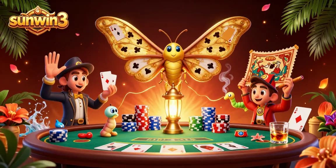 Engage with sunwin3 while enjoying the thrill of poker tables, vibrant casino elements, and striking golden motifs.