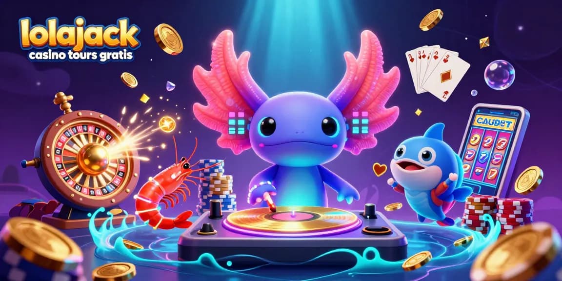 Experience thrilling gaming with lolajack casino tours gratuits, featuring vibrant 3D casino art and exciting game elements.