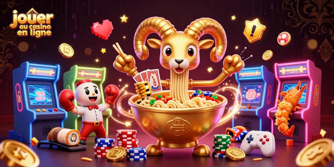 Jouer au casino en ligne avec une illustration animée de jeux captivants.