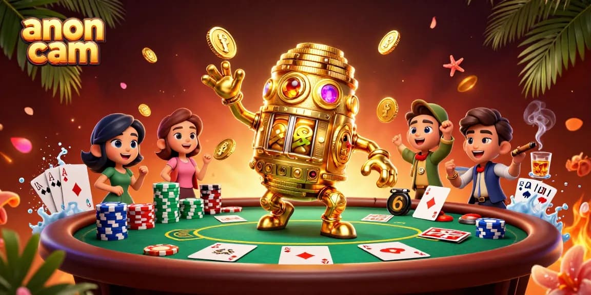 Engage with the anon cam for immersive casino-style fun featuring golden treasure and lively gameplay.