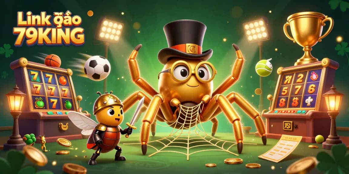 Engage with thrilling action at Link vào 79KING, featuring a giant golden tarantula in a casino setting.