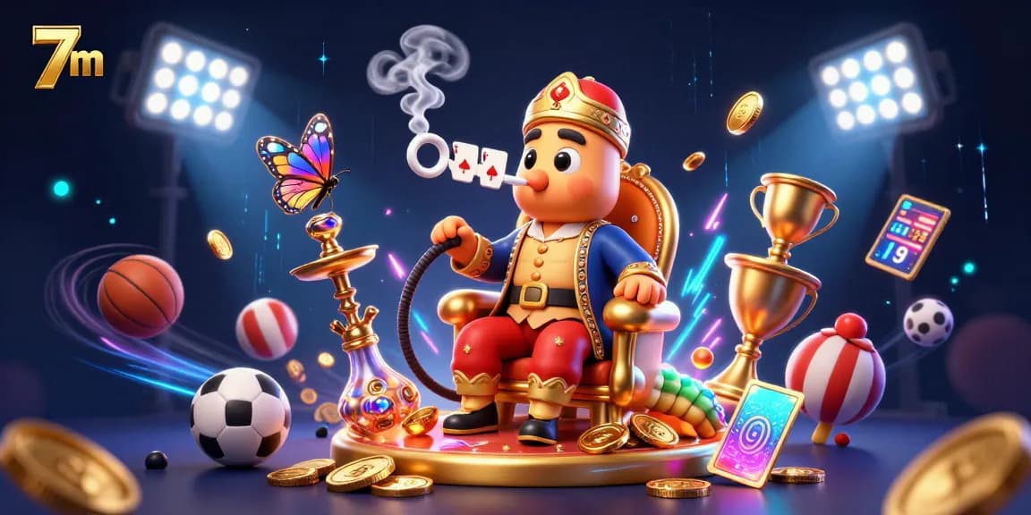 Engage in thrilling gaming experiences with 7m as golden coins and sports elements fly in excitement.