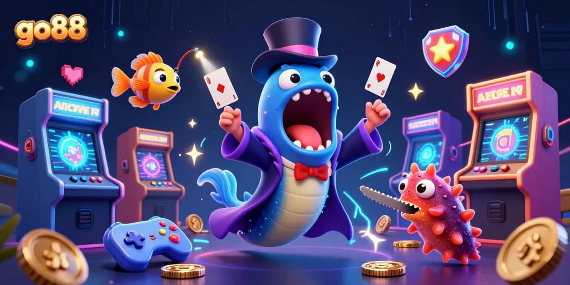 Experience go88's thrilling gaming action with magical underwater characters and vibrant casino elements.