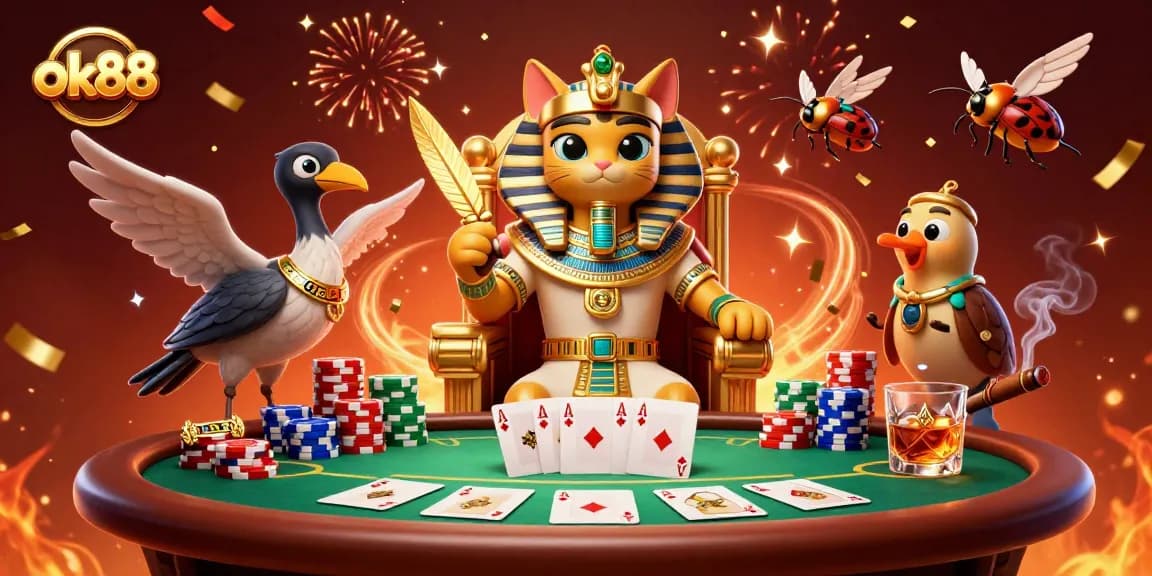 Experience the excitement of ok88 with a vibrant poker scene featuring stunning characters and lavish casino elements.