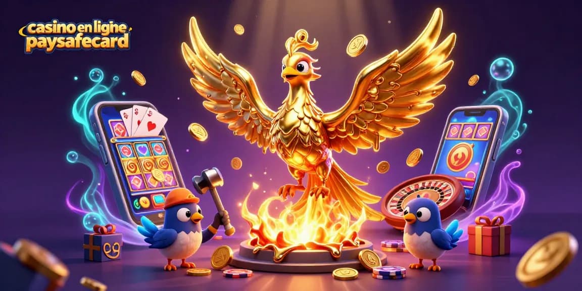 Découvrez les jeux sur casino en ligne paysafecard avec un phénix doré et une atmosphère de casino dynamique.