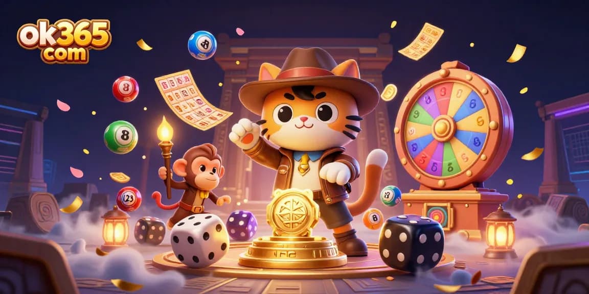 Experience excitement with ok365 com as a cartoon cat uncovers casino treasures.