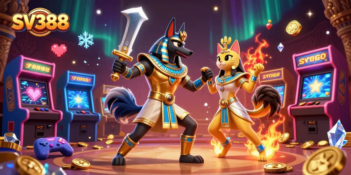 Engage in SV388 cockfighting excitement with dynamic warriors and vivid casino elements.