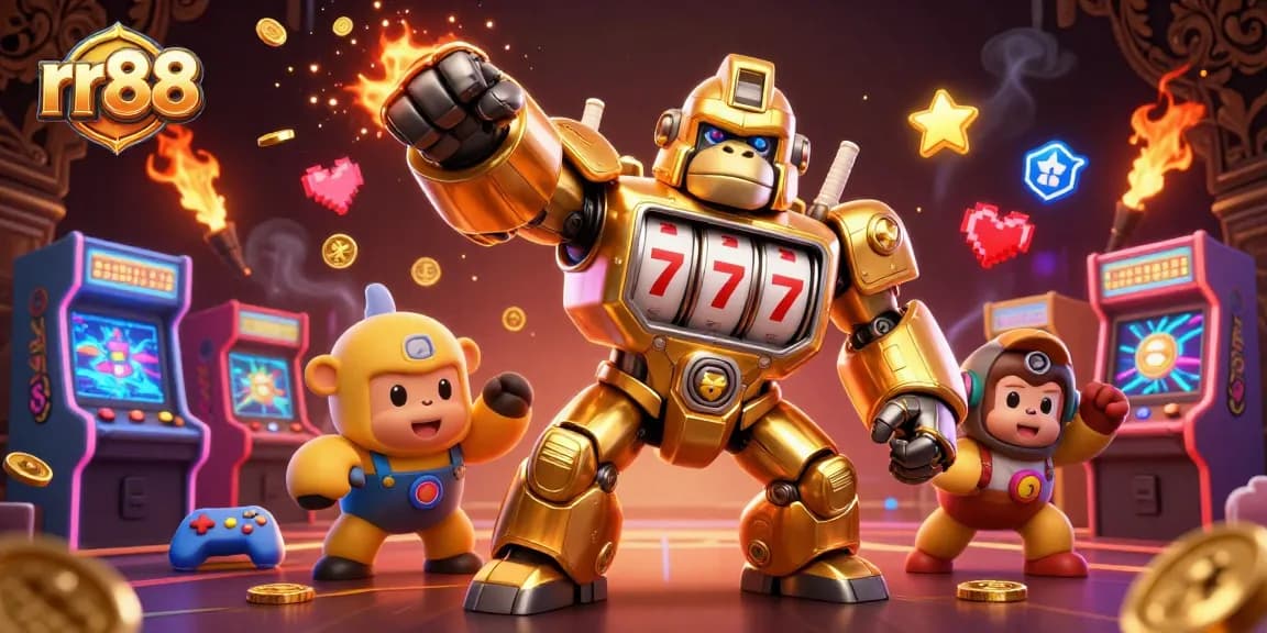 Experience the thrill with rr88 as a golden gorilla mech unleashes jackpots and excitement!