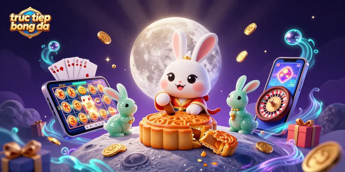 Experience truc tiep bong da action with a swirling scene of vibrant slots and poker chips within stunning lunar landscapes.