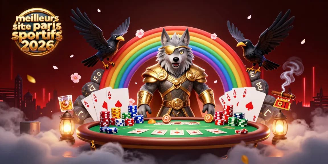 Illustration représentant les meilleurs sites de paris sportifs 2026 avec Odin et des éléments de casino captivants.