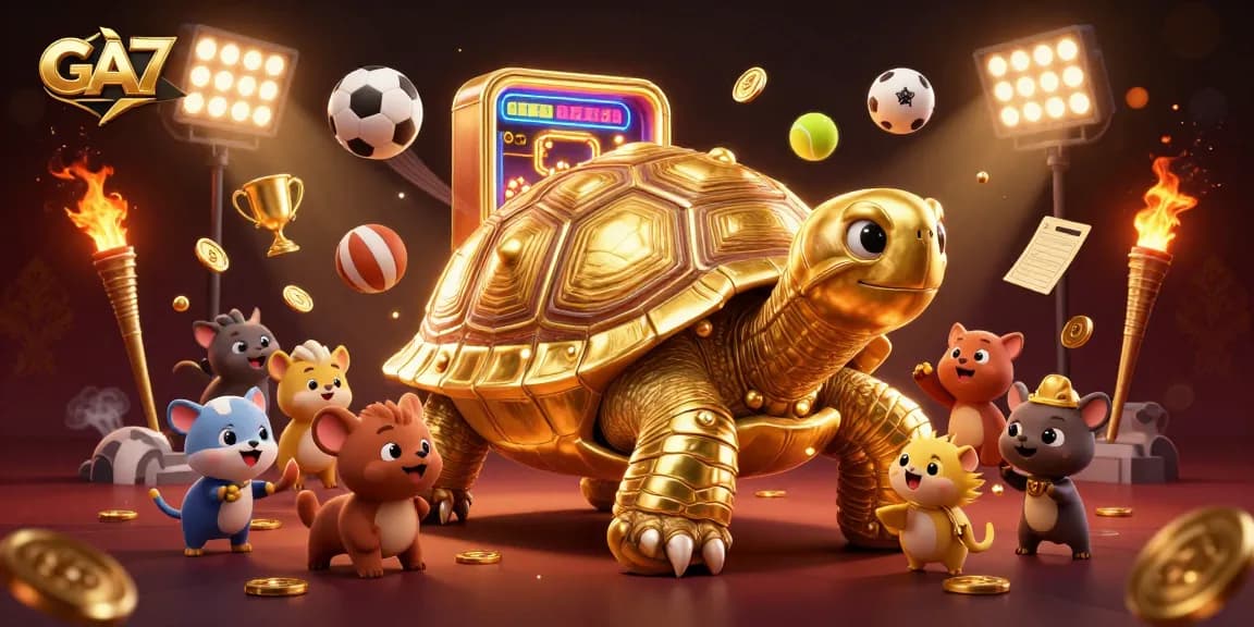 Engage with GA67's vibrant online gaming scene featuring animated characters and dynamic sports elements.