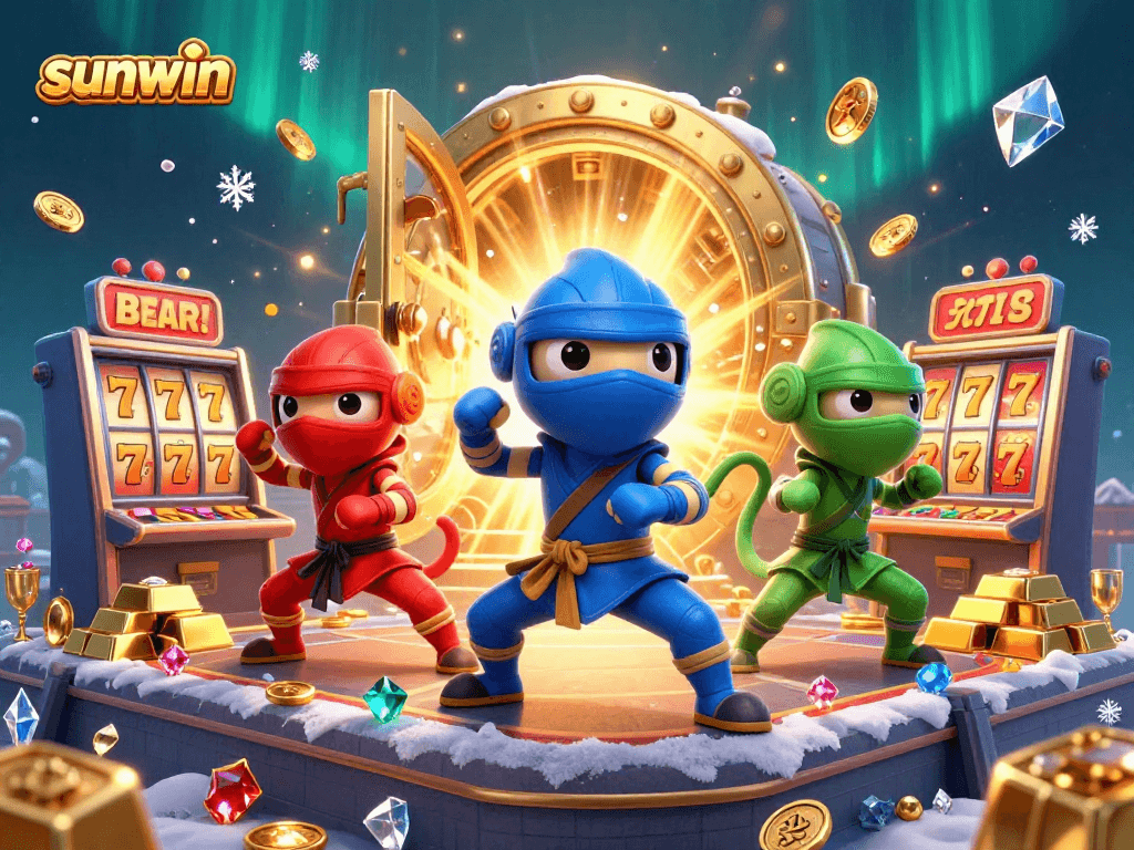 Experience thrilling gameplay with sunwin's vibrant ninja chameleon scene packed with slot elements.
