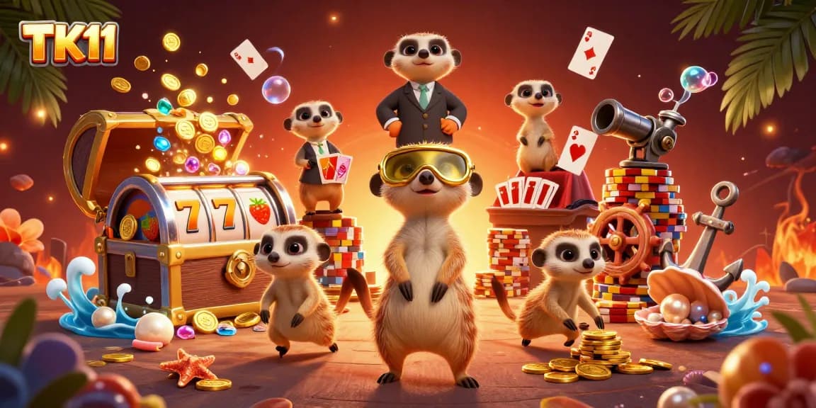Experience the thrill of winning at TK11 with animated meerkats running the casino.
