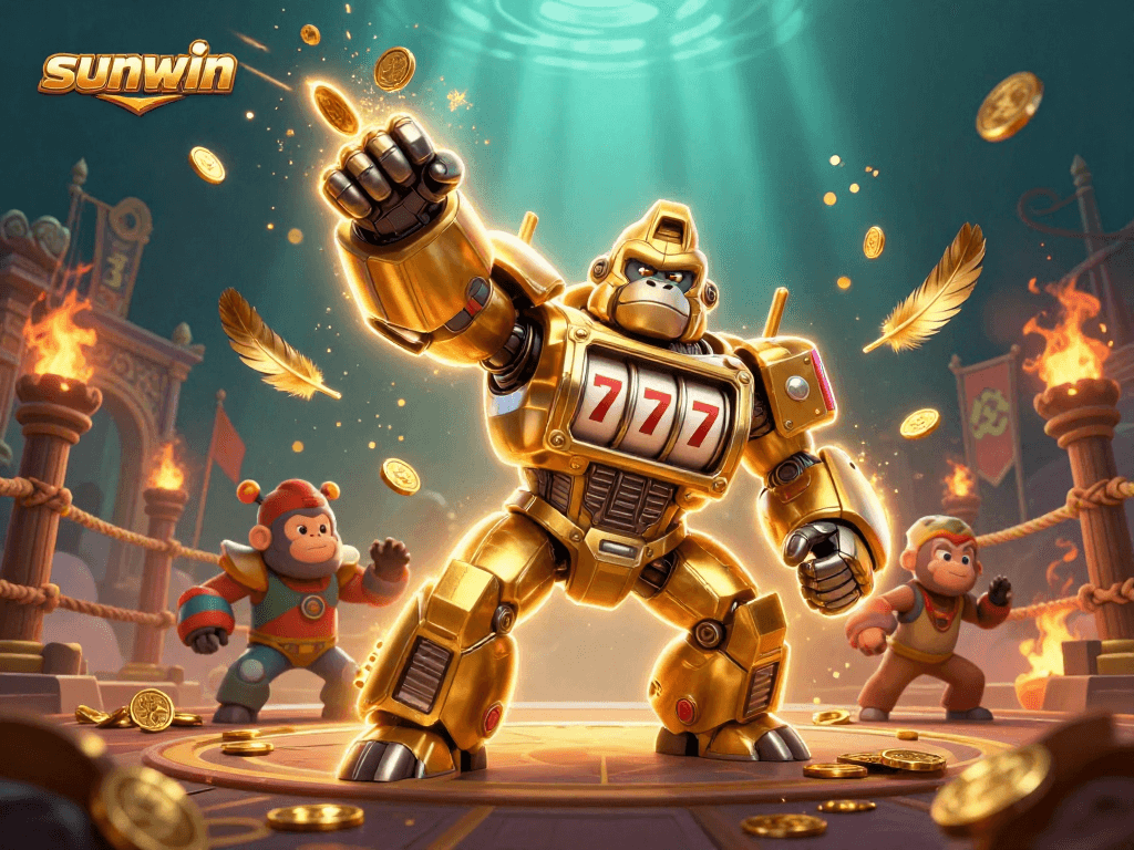 Engage with the thrilling sunwin casino experience among a dynamic 3D gorilla mech smashing through gold!
