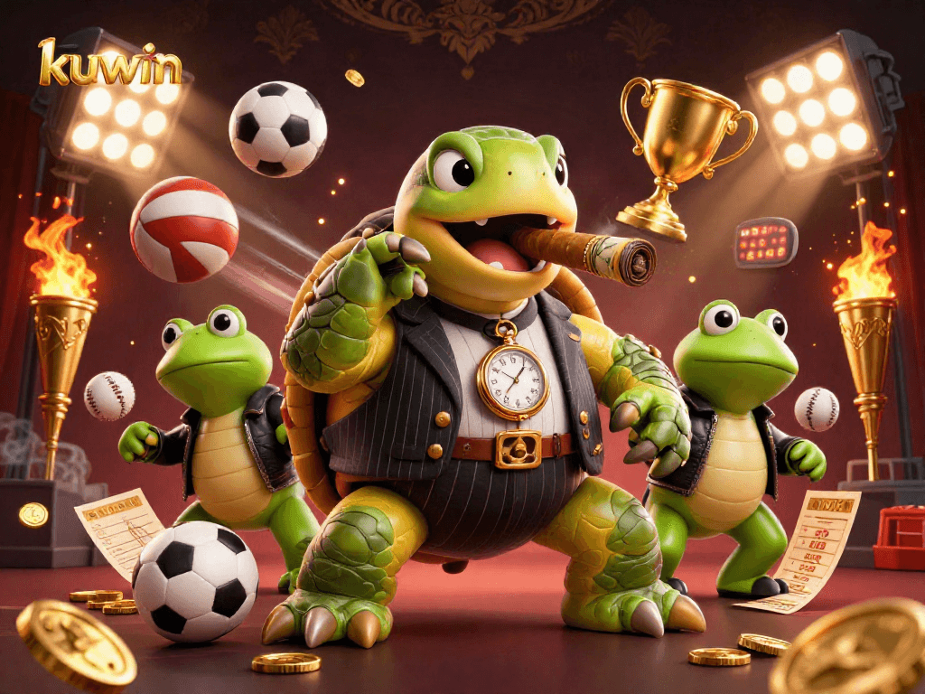 Join kuwin's thrilling casino adventure with snapping turtle in a vintage suit and bullfrog enforcers.