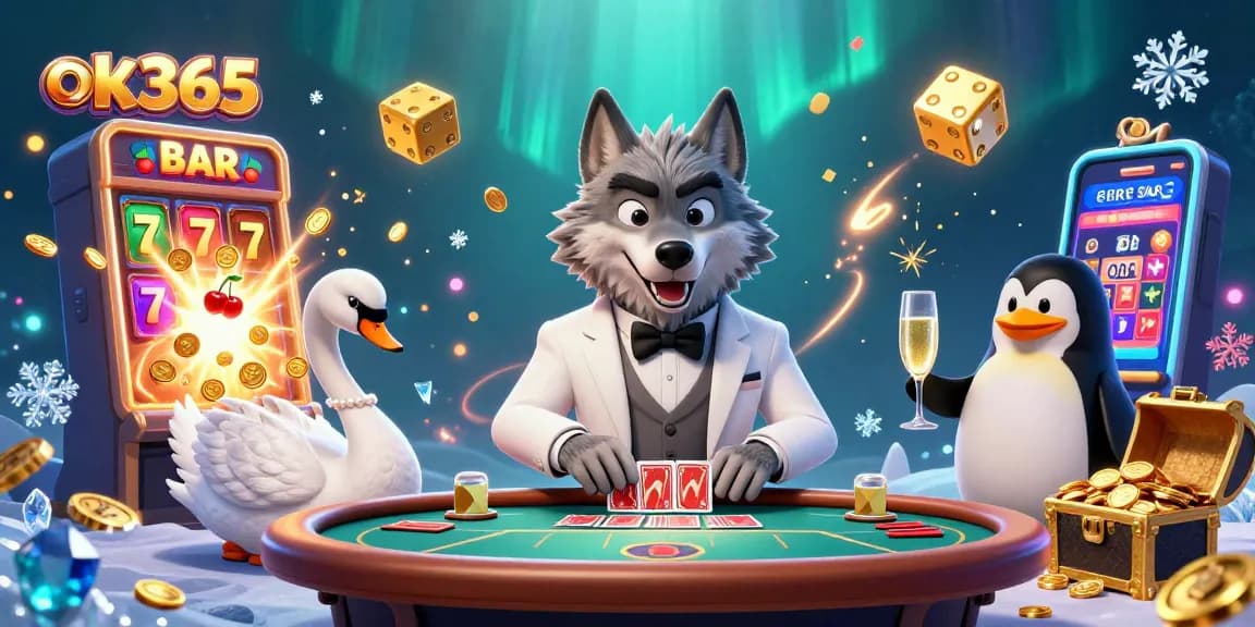Experience thrilling games on ok365 with cartoon wolves and dynamic casino elements.