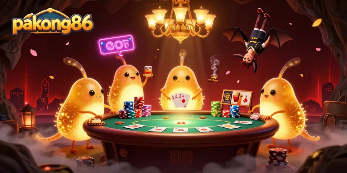 Engage in thrilling poker games at pakong86 featuring vibrant glowworms in a cave casino.