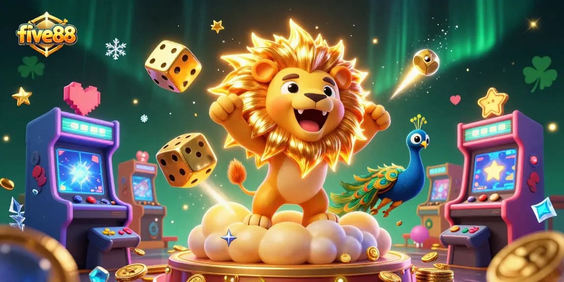 Experience five88 gaming with vibrant characters, colorful machines, and dynamic casino elements.
