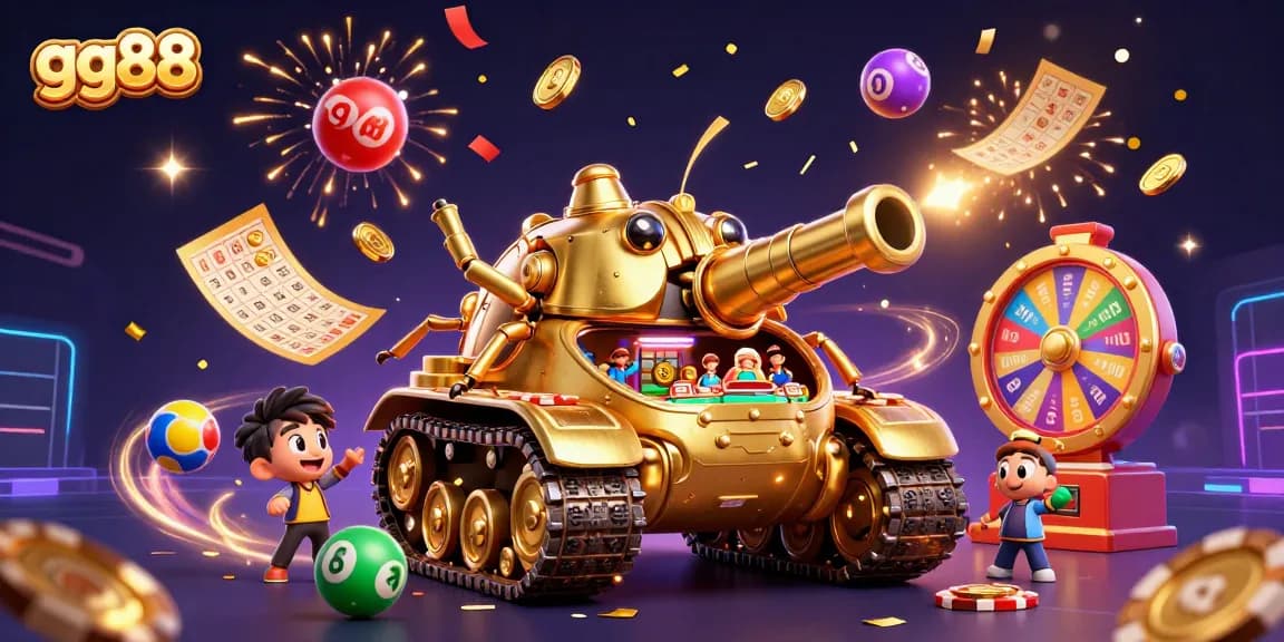 Experience the excitement of gg88 with a dynamic 3D casino scene showcasing fun game elements.