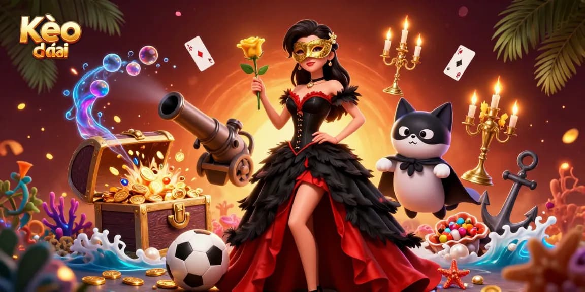 Kèo nhà cái showcases a sports betting scene with a stylish woman and her companion amidst dynamic game elements.