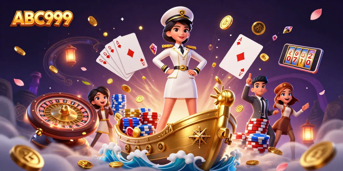 Experience thrilling wins with ABC999 as coins cascade in this immersive casino scene.