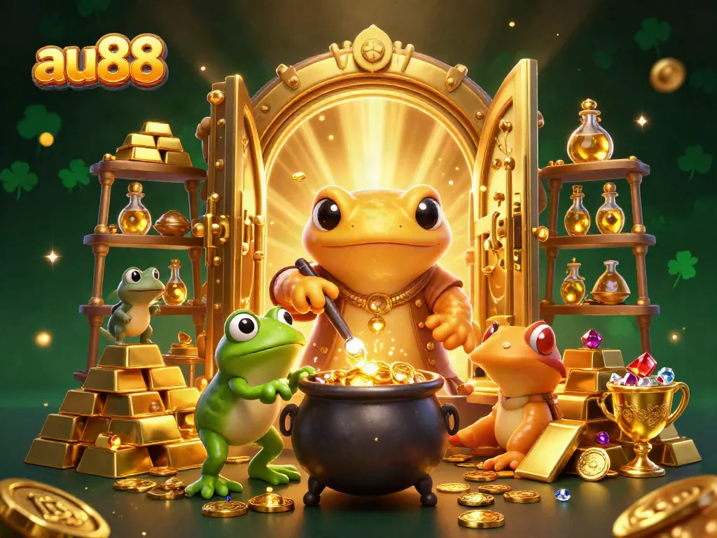Experience the excitement at au88 with golden alchemy and casino treasures in a magical scene.