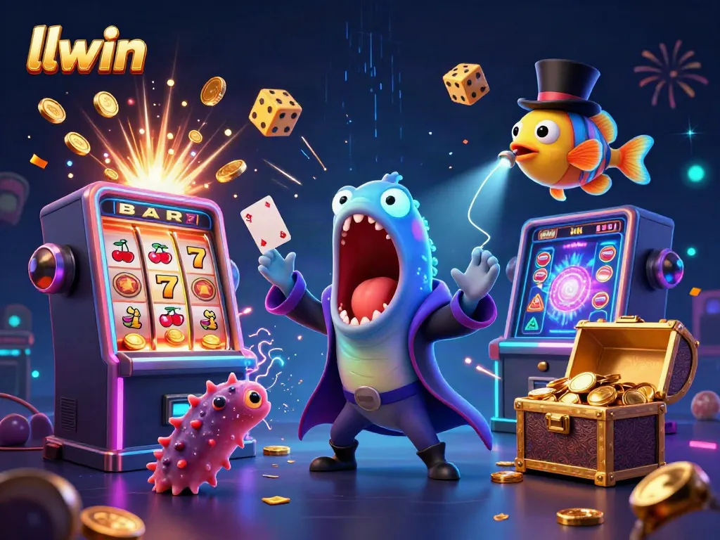 Engage with thrilling casino action featuring llwin, showcasing vibrant characters in a magical underwater casino setting.