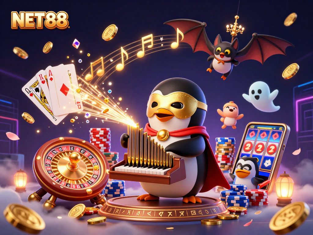 Join NET88 in the action as the penguin plays for lucky jackpots amidst golden treasures!