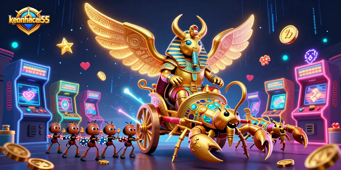 Engage in thrilling gameplay strategies with keonhacai55 featuring a golden scarab and casino elements.