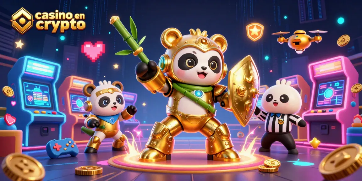 Action palpitante dans un casino en crypto avec un panda et des éléments de jeu vibrants