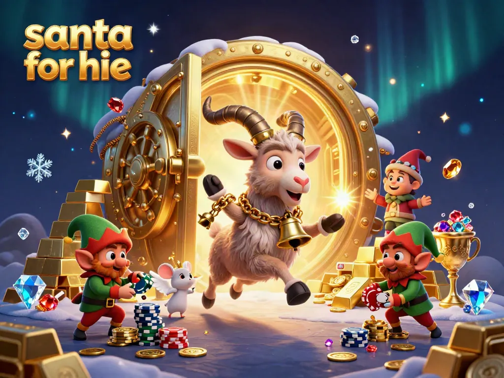Experience the thrill of hiring a Santa for events in this casino-themed holiday illustration.