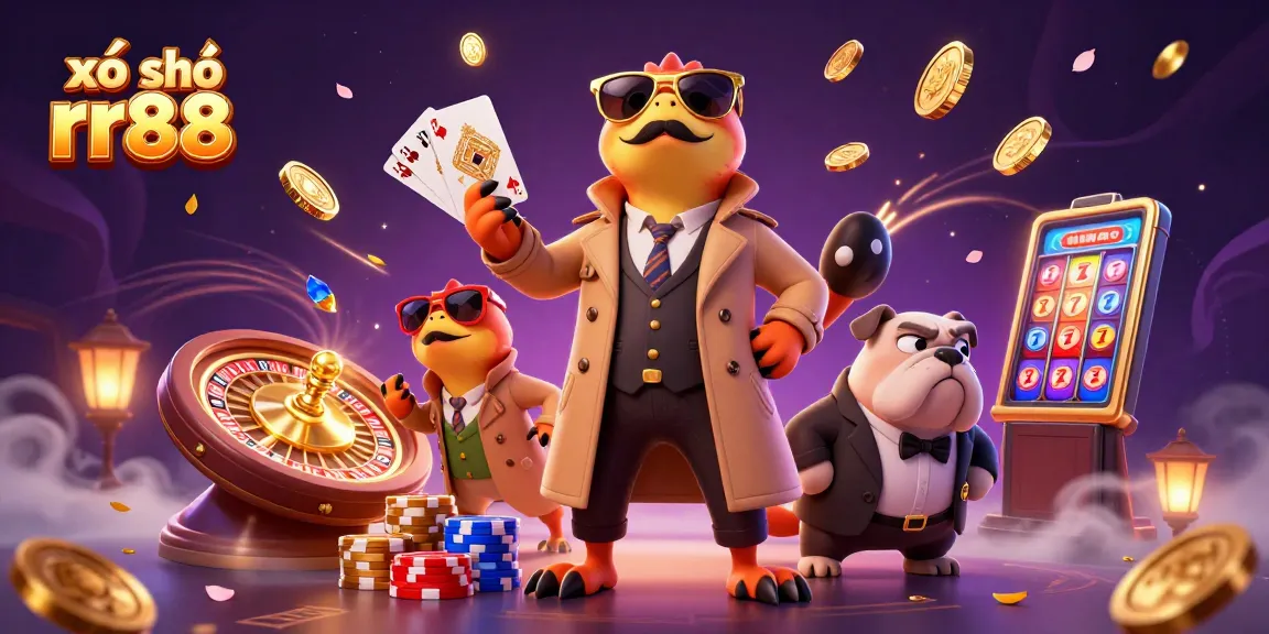 Engage in fun and exciting xổ số rr88 experiences with animated characters and casino elements.