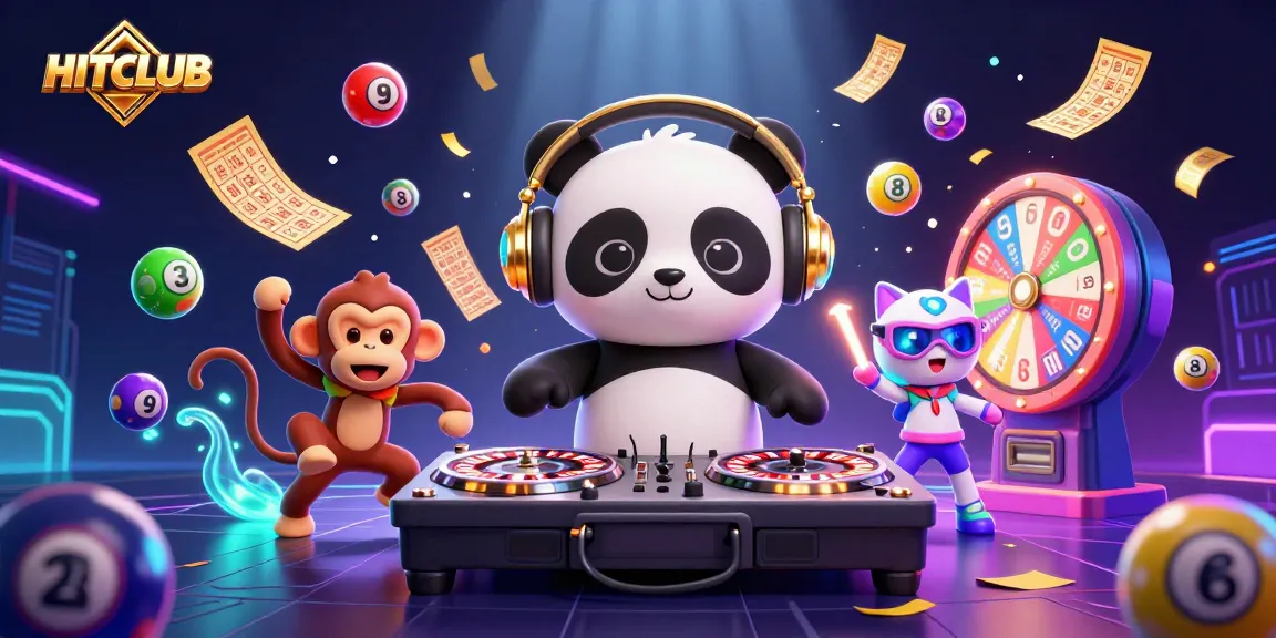 Spin and win at HITCLUB with vibrant gambling scene showcasing unique characters and exciting game elements.