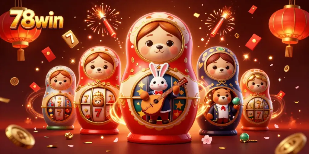 Experience thrilling gaming action at 78win with charming characters and vibrant casino elements.